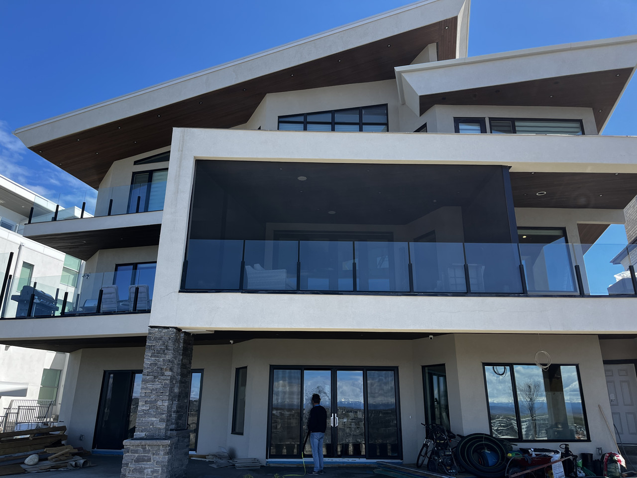 Custom home exterior windows cleaned by Clarity Co. in Calgary